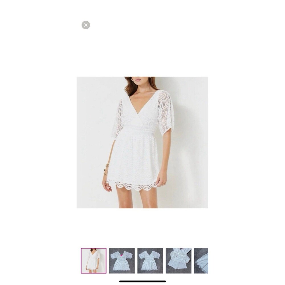 Lilly Pulitzer Parigi Skort Romper Size M Resort White Scalloped Lace Beach NWT